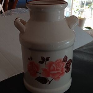 Floral Ceramic Vase with Handles